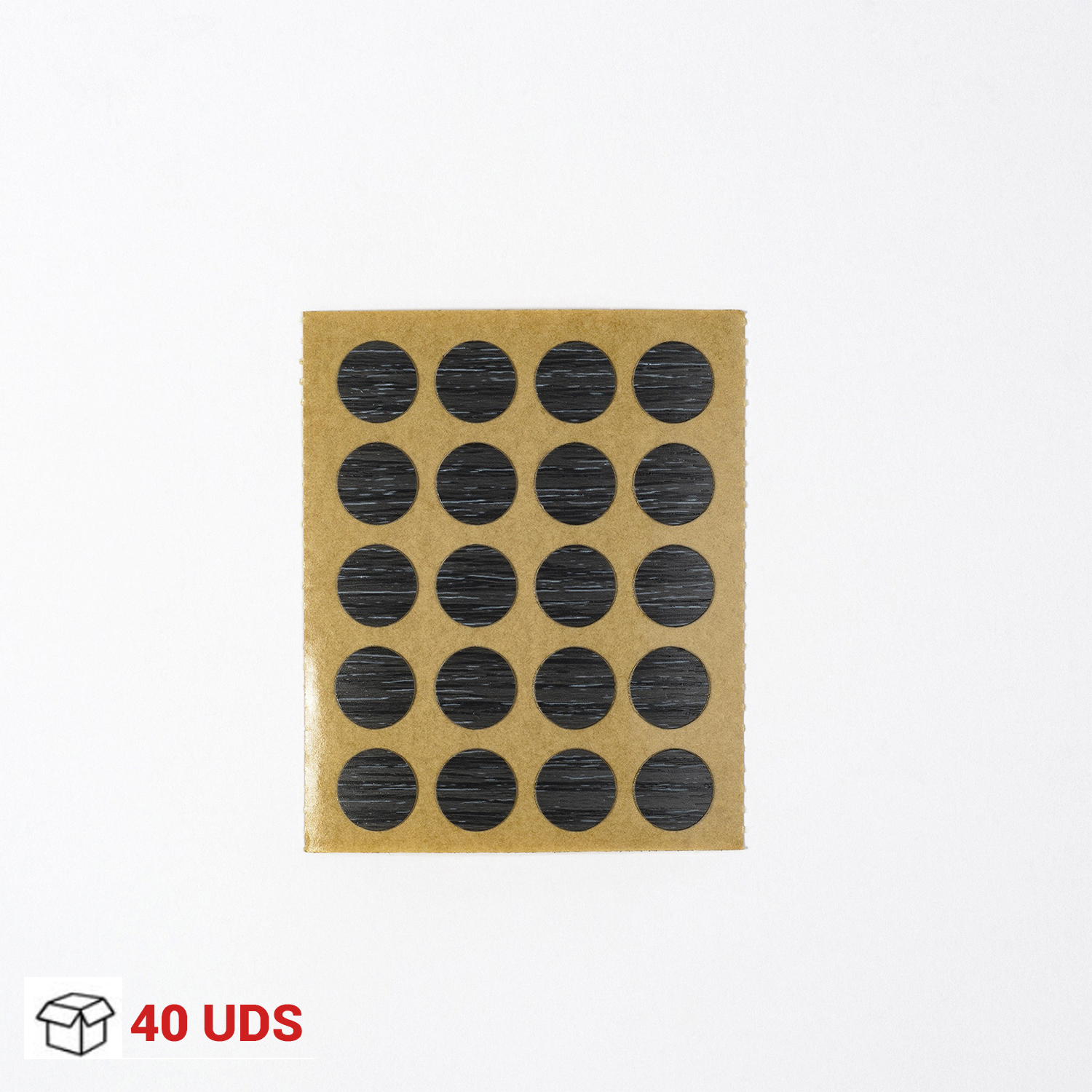 Tapones para Ocultar Tornillos | Embellecedor Tapa Tornillos | Fabricado en PVC | Acabado en Wengué | Medidas 12*12*0,5 mm | 40 Unidades